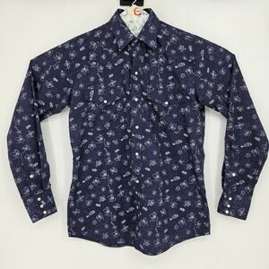 Hannover Shirt Mens Small Western Pearl Snap Cowboy Rodeo Long Sleeve Floral